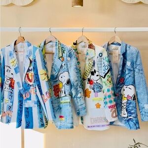 Cartoon Print Jackets - Blue, Yellow, White